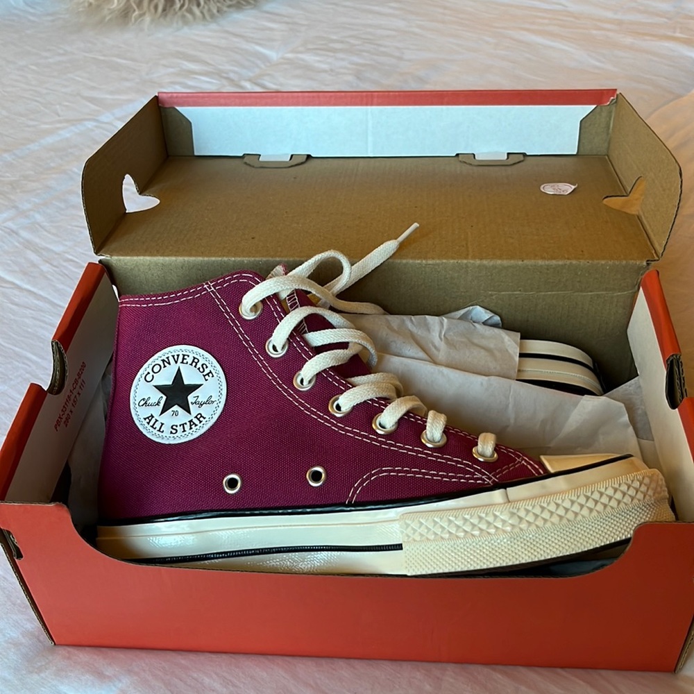 Chuck 70 Hi Recycled Canvas Converse in Midnight Hibiscus, Egret, Black